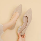 KYLETHOMASW  -  New Women D'orsay Flats Shoes Stretch Soft Ballerinas Loafers Femmes Pointed Toe Slip On Moccasines Fly Weaving Princess Ballets