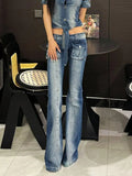 KYLETHOMASW  -  American Retro Y2k Millennial Spice Girls Low-rise Jeans Children's Summer Design Three-dimensional Pocket Micropull Floor Pants