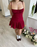 KYLETHOMASW  -  European and American style new slim suspender dress fashionable sexy hot girl pleated skirt