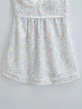 KYLETHOMASW  -  Babydoll design straps adjustable dress women eyelet lace underwire cups summer dress floral print ladies dress