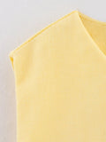 KYLETHOMASW  -  Women Front Button O Neck Sleeveless Yellow Vest Casual Summer Tank Top