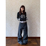 KYLETHOMASW  -   Autumn Y2K Vintage 90s Gray Striped High Waist Wide Leg Pants Women Long Loose Trousers Full Length Bottom Jeans Pants