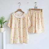 KYLETHOMASW  -  Cotton double-layer gauze lace princess pajamas women's summer new short-sleeved trousers shorts ins loungewear cover