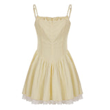 KYLETHOMASW  -  Fashion French Chic Solid A-Line Dresses Summer Sweet Slim Fit Folds Camisole Dress Elegant