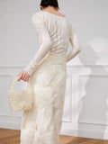 KYLETHOMASW  -  High End White Dress For Women'S Spring Style French Design, With A Super Beautiful Long Skirt Underneath