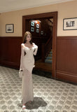 KYLETHOMASW  -  Spring French Sexy Elegant 3D Flower Evening Gown Women Backless Flared Sleeves Lace Bandeau Dress Chic Banquet Party Gown