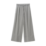 KYLETHOMASW  -  Pantalon Femme Trousers Women Summer French Minimalist Pants Women Loose Fitting Casual Drawstring Wide Leg Pants