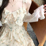 KYLETHOMASW  -  Summer 2PCS Sexy Spaghetti Strap Print Mini Dress for Women Korean Fashion Slim Fit and Slimming Temperament Elegant Dress