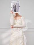 KYLETHOMASW  -  High End White Dress For Women'S Spring Style French Design, With A Super Beautiful Long Skirt Underneath