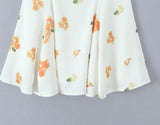 KYLETHOMASW  -  Retro White Flower Bow Ruched Chest Lace Slash Collar Satin Mini Dress Women Short Puff Sleeve Low Waist Swing Dresses Robe