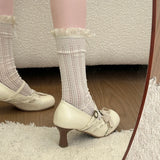 KYLETHOMASW  -  New Spring Thick Heel Women Mary Jane Shoes Fashion Butterfly-knot Buckle Strap Shoes Ladies Designer Luxury Dress Pumps