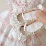 KYLETHOMASW  -  Trend Bow Mary Jane Women Shoes Elegant Temperament Soft Sole Lace Lolita High Heels Beautiful Princess Shoes for Women Tacones