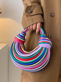 Kylethomasw Handbags for Women 2024 New in Gold Luxury Designer Brand Handwoven Noodle Bags Rope Knotted Pulled Hobo Color Evening Clutch