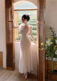 KYLETHOMASW  -  Summer French Style Lace Dress for Women Cap Sleeve Slim Fit Mermaid Long Dress Elegant Waist Cinching Delicate and Feminine New