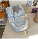 KYLETHOMASW  -  High-capacity Transparent Star Dot Ita Bags Sweet Y2k Aesthetic Ins Students Backpacks Contrast Color Patchwork Women Schoolbags