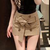 KYLETHOMASW  -  Y2k Cargo Mini Skirts Buttons Solid Bandage Spring Summer Sexy Women Skirt Korean Fashion Slim Fit Retro Faldas Mujer