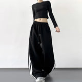 KYLETHOMASW  -  Y2K Vintage Striped Sweatpants Women Harajuku Japanese Oversize Baggy Pants Retro High Waist Loose Casual Streetwear Trousers
