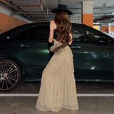 KYLETHOMASW  -  Ruched Tierred Design Long Skirts Woman Elastic High Waist Irregular Shape High Split High Street Versatile Style Bottoms