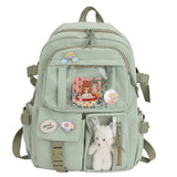 KYLETHOMASW  -  Women Backpack Multi-Pocket Nylon Girls Schoolbag Kawaii Girl Travel Student Bag