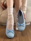 KYLETHOMASW  -  Blue Sweet  Knot Shallow Mouth Single Shoes Women's New Fashion Match Skirts Mary Janes Shoes Elegant Spring Flats