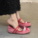 KYLETHOMASW  -  Bow Color Blocking Mary Jane Shoes Square Head Soft Bottom Fashion Dress Footwears Shallow Mouth Single Casual Belt Buckle Pumps