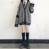 KYLETHOMASW  -  V Neck Knit Preppy Style Loose Lazy Cardigan Panelled Slim Premium All-match Jumper Vintage Korea Chic Ins Soft Fashion Sweaters