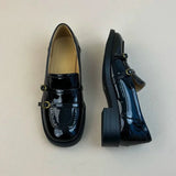 KYLETHOMASW  -  High Quality Patent Leather Loafers Women Fashion Double Narrow Band Buckle Designer Shoes Retro British Style Zapatos De Mujer