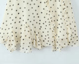 KYLETHOMASW  -  Romantic Apricot Polka Dot Print Chiffon Midi Long Skirt Women Zipper Waist Tierred Ruffles A-lined Asymmetry Skirts Holiday