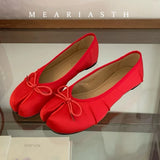 KYLETHOMASW  -  Novelty satins Leather bowknot Split Toe flat shoes woman mary janes Japanese trotters flats Tabi ninja loafers women Moccasins