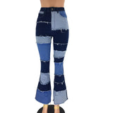KYLETHOMASW  -  Y2k Patchwork Jeans Women Casual All-match Zippper Pockets Button Flare Denim Trousers Female 2025 Spring Summer Lady Streetwear