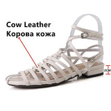 KYLETHOMASW  -  Fashion Design Rome Style Women Sandals Summer Low Heels Narrow Band Casual Party Shoes Woman Genuine Leather Quality