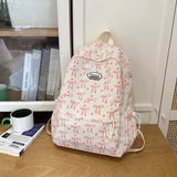 KYLETHOMASW  -  Bow Print Bag School Students Mochila High Capaci Mochilas Mujer Lightweight Backpack Bolsas Feminina Corduroy Bags for Woman
