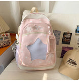 KYLETHOMASW  -  High-capacity Transparent Star Dot Ita Bags Sweet Y2k Aesthetic Ins Students Backpacks Contrast Color Patchwork Women Schoolbags