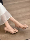 KYLETHOMASW  -  Designer Spring Thin High Heel Women Mary Jane Shoes Butterfly-knot Slip On Shoes Ladies Elegant Stripper Party Dress Pumps