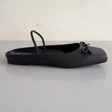 KYLETHOMASW  -  Fashions Square Toe Mules Pumps Slippers Women Fall 2024 New Flat Slides Female Shallow Comfy Bow Brand Designer Sandals Women