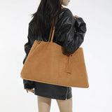 KYLETHOMASW  -  Large Capacity Suede Fabric Simple Tote Bag for Women Shoulder Bags Designer Luxury Brand Handbags and Purses
