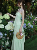 KYLETHOMASW  -  Korea Sweet Fairycore Halter Long Dress Elegant Chic Ruffles Birthday Party Dress Summer Casual A-line Vestidos Female New Robe
