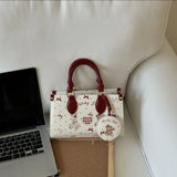 KYLETHOMASW  -  Sweet Cute Red Graffiti Handbag Women Cartoon Bear Bow Print Shoulder Bag Ladies Harajuku Polka Dot Large Capacity Crossbody Bag