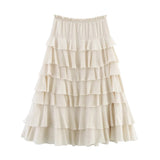 KYLETHOMASW  -  Ruffled Midi Skirt Womens Vintage Flounce Skirt Woman New Fashion Elegant Solid Long Skirts autumn Evening Party Skirts