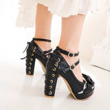 KYLETHOMASW  -  Summer 2025 Ladies 2.5 Platform Cute Bow Lace Princess Lolita Shoes Party 10cm High Heel Buckle Big size 43