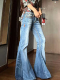 KYLETHOMASW  -  Y2K Low Waist Flare Pants for Women Vintage American Style Slim Fit Bell Bottom Trousers Fall Winter Streetwear Long Length