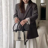 KYLETHOMASW  -  Korean Retro Stripe Handbag Women Lightweight Large Capacity Tote Bag Ladies Everyday Commute Lightweight Crossbody Bag