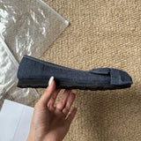 KYLETHOMASW  -  Women's Denim Bow Ballet Flats Round Toe Slip on Flat Shoes Casual Daily Korean Fashion Soft Sole Walking Shoes Zapatos De Mujer