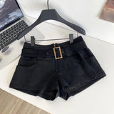KYLETHOMASW  -  Y2k Suede Shorts Mujer Solid Autumn Winter Hot Sexy Woman Pants High Waist Korean Fashion Retro Pantalones Mujer