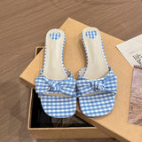 KYLETHOMASW  -  Bow Women Slippers Elegant Wedges Shoes Casual Beach Sandals New Fashion Walking Flip Flops Dress Trend Mujer Sandalias