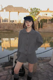 KYLETHOMASW  -  Sweet Hot Girl Casual Suit Women's Autumn/Winter Sweater Peter Pan Collar Knitted Cardigan High Waist Shorts Two-piece Set