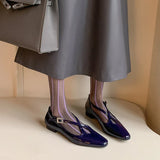 KYLETHOMASW  -  New Women's Retro Round Toe Cross Water Diamond With Casual Coarse Heel Mary Jane Ladies Shoes French Single Shoes