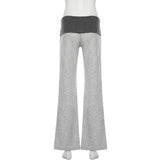 KYLETHOMASW  -  American Five Pointed Star Printed Thin Stripe Flip Waist Chic Pants High Street Spicy Girl Outfit Loose Slimming Wide Leg Pant