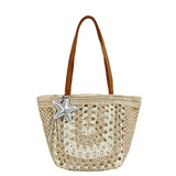 KYLETHOMASW  -  Vintage Crochet Woven Straw Shoulder Bag Women Large Capacity Beach Tote Bags New Trend Summer Handbags and Purses