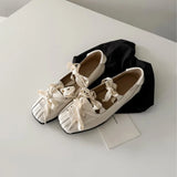 KYLETHOMASW  -  square head bow shallow mouth ballet shoes women's one-pedal flat Mary Jane single shoes